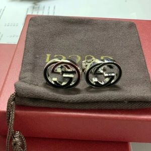 New!  GG silver interlocking Cufflinks w/ Dustbag